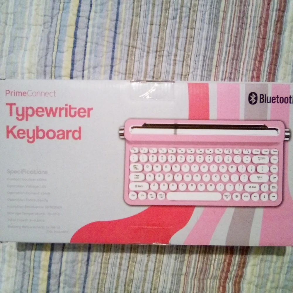 Prime Connect Wireless Typewriter Keyboard Bluetooth Pink